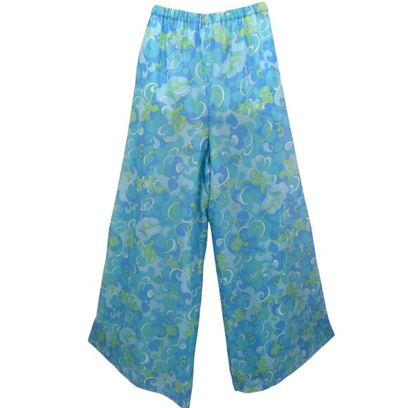 Vintage 1960's Acetate Chiffon Lined PSYCHEDELIC PALAZZO PANTS Mod Swirly Clouds - Picture 5 of 10
